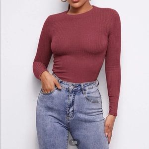 SHEIN Ribbed Long Sleeve Tee